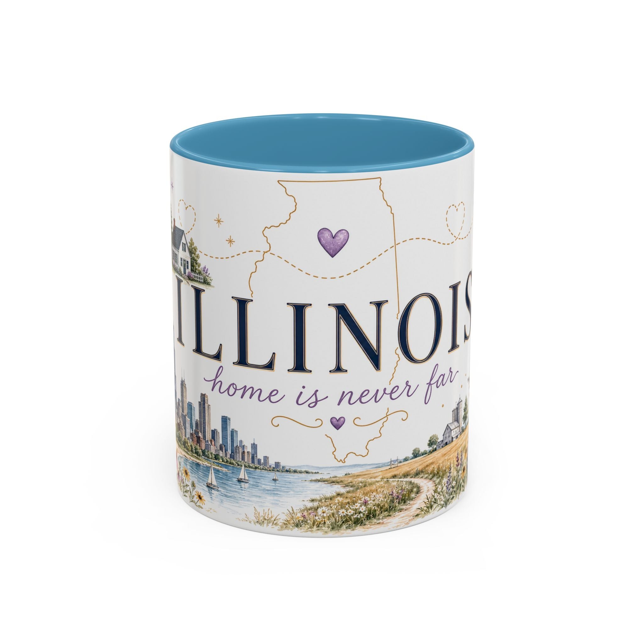 Illinois State Map Mug | Botanical Travel Sketch, Moving Away Gift (11oz 15oz)