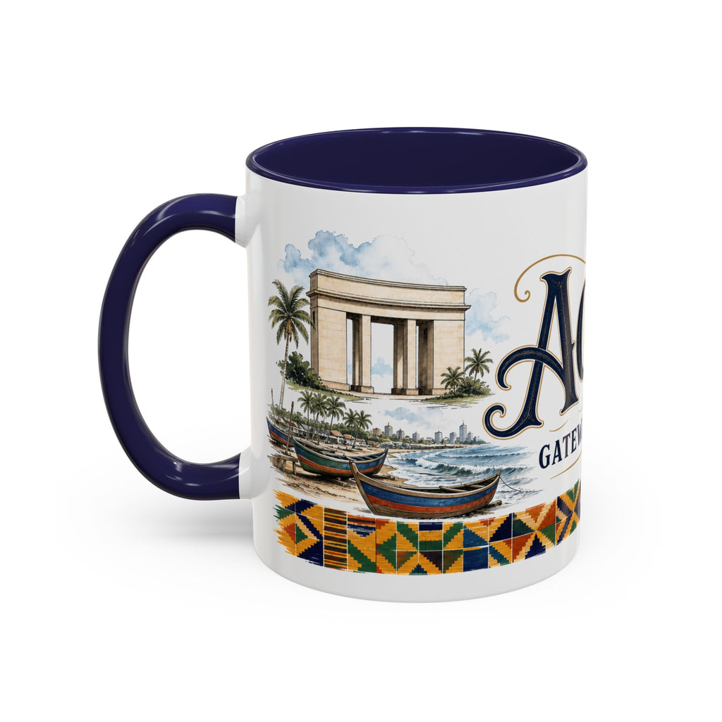 Accra Coffee Mug | Ghana Travel Souvenir | Vintage Illustrated City Gift | 11 oz 15 oz Accent Mug