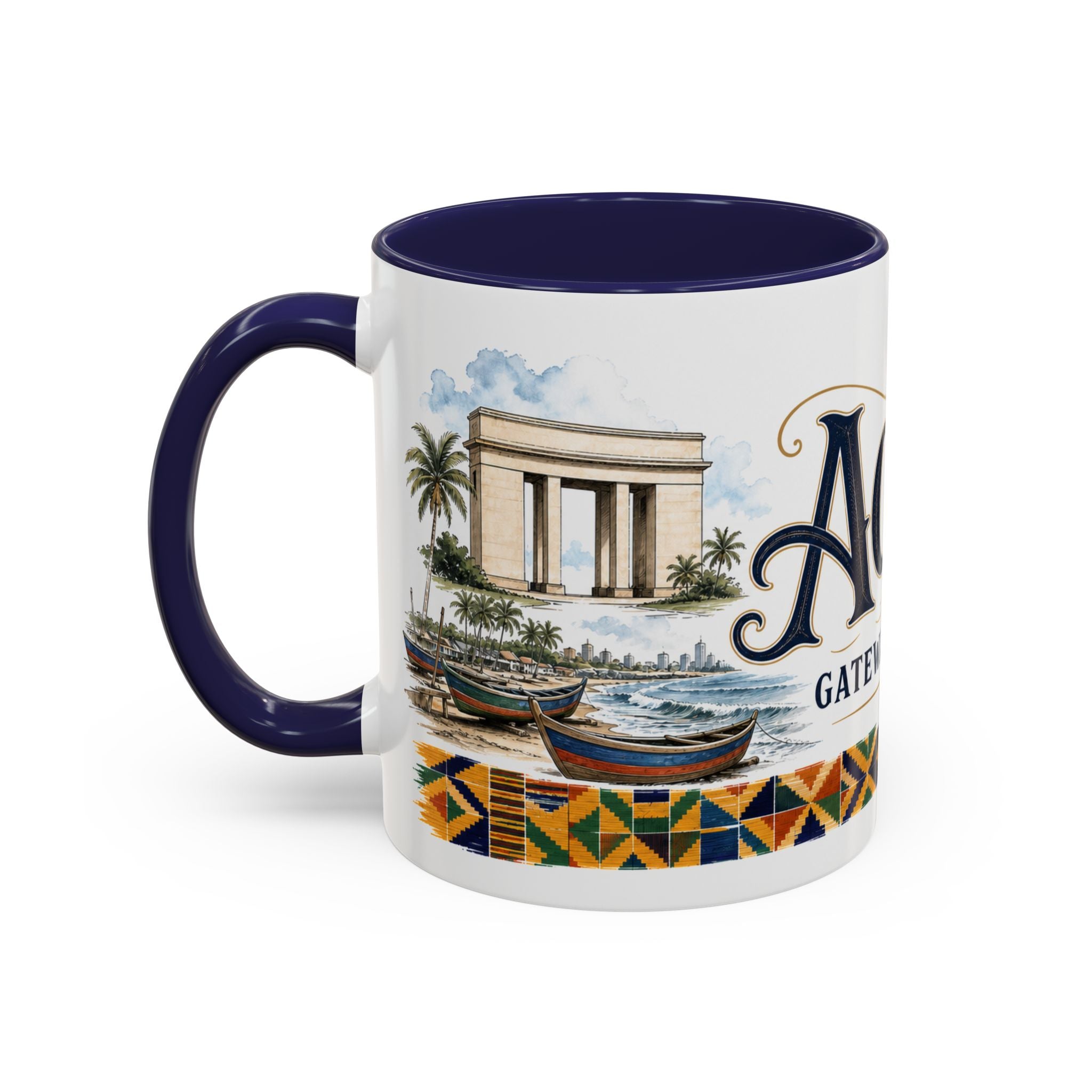 Accra Coffee Mug | Ghana Travel Souvenir | Vintage Illustrated City Gift | 11 oz 15 oz Accent Mug