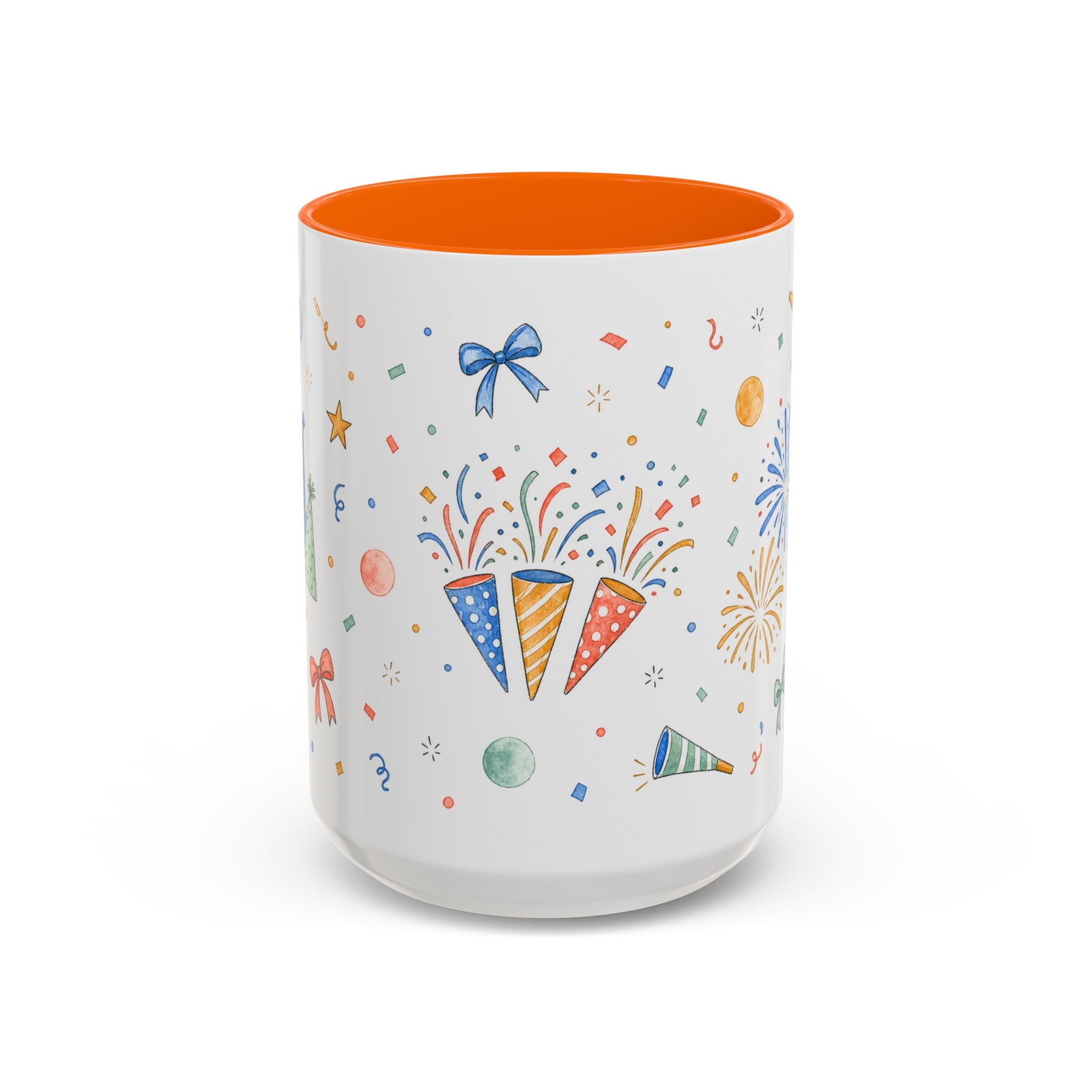 New Year Confetti Mug | Party Popper Watercolor Celebration Gift | Accent Cup 11oz 15oz