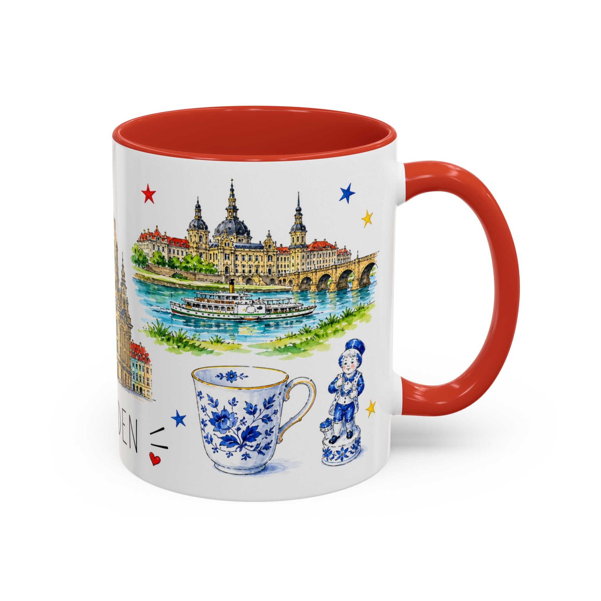 Dresden Illustrated Travel Mug | City Souvenir Accent Coffee Mug | 11oz 15oz Ceramic Cup