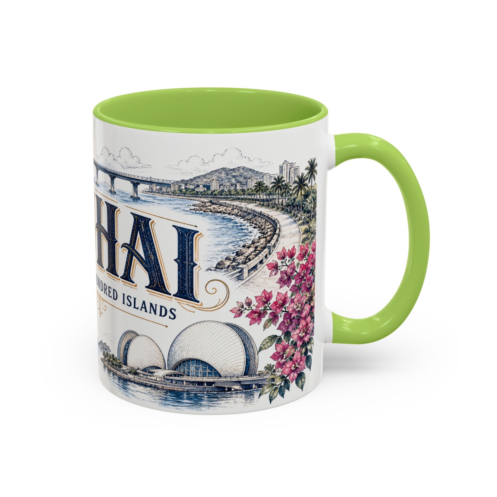 Zhuhai Coffee Mug | China Travel Souvenir | Vintage Illustrated City Gift | 11 oz 15 oz Accent Mug