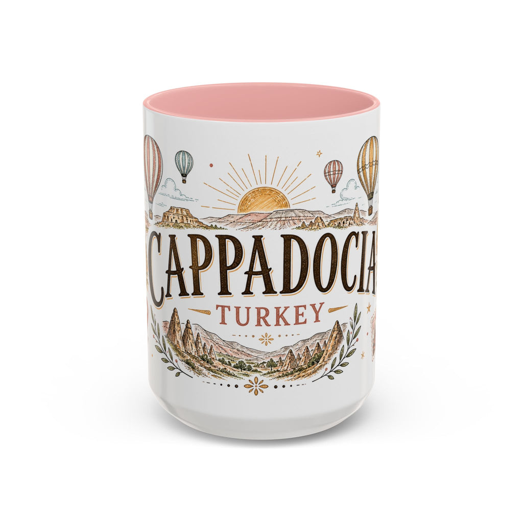 Cappadocia Coffee Mug | Travel Destination Souvenir Gift | Accent Color Ceramic 11oz 15oz