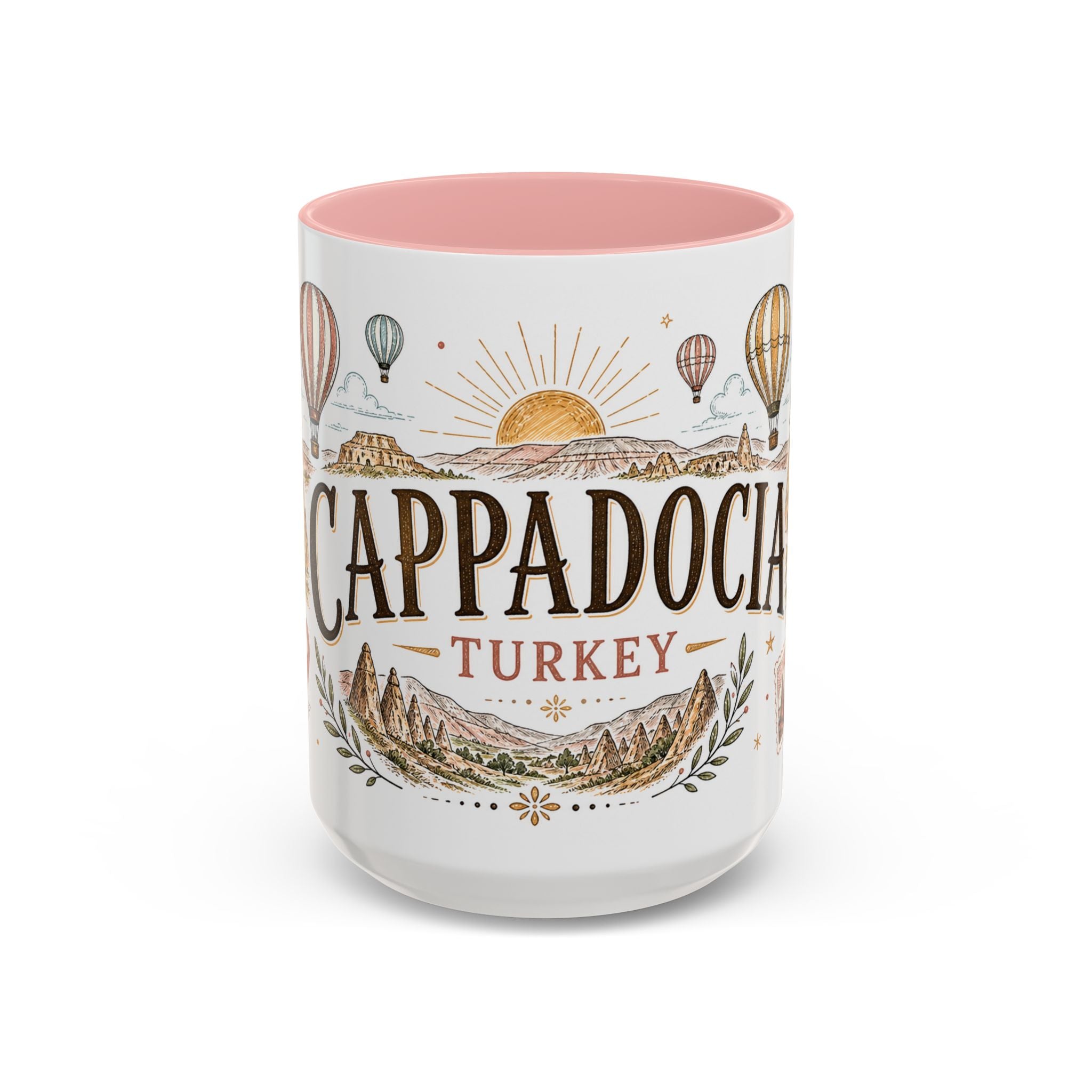 Cappadocia Coffee Mug | Travel Destination Souvenir Gift | Accent Color Ceramic 11oz 15oz