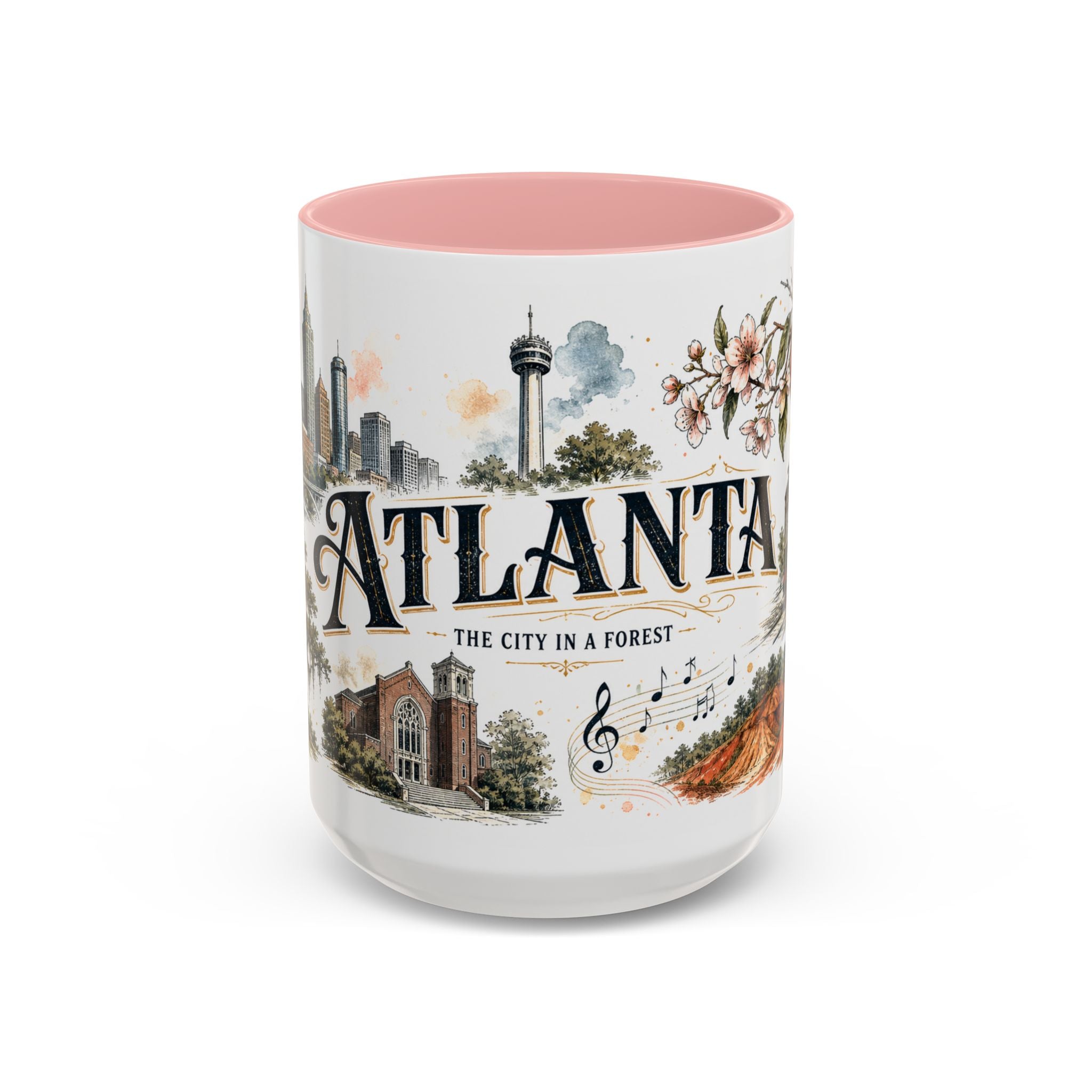Atlanta Coffee Mug | United States Travel Souvenir | Vintage Illustrated City Gift | 11 oz 15 oz Accent Mug