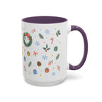 Christmas Candle Mug | Holly Wreath Watercolor Holiday Gift | Accent Cup 11oz 15oz