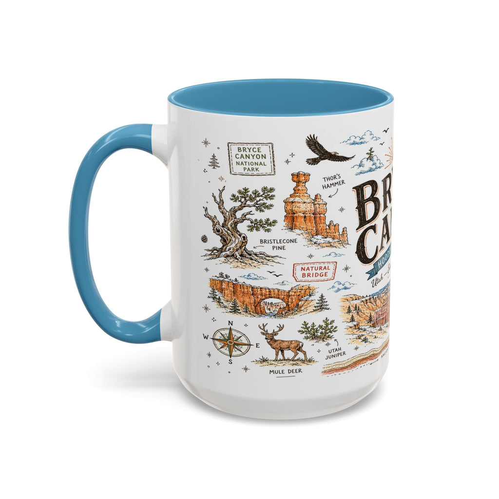 Bryce Canyon Coffee Mug | National Park Hiking Utah Gift | Accent Color Ceramic 11oz 15oz