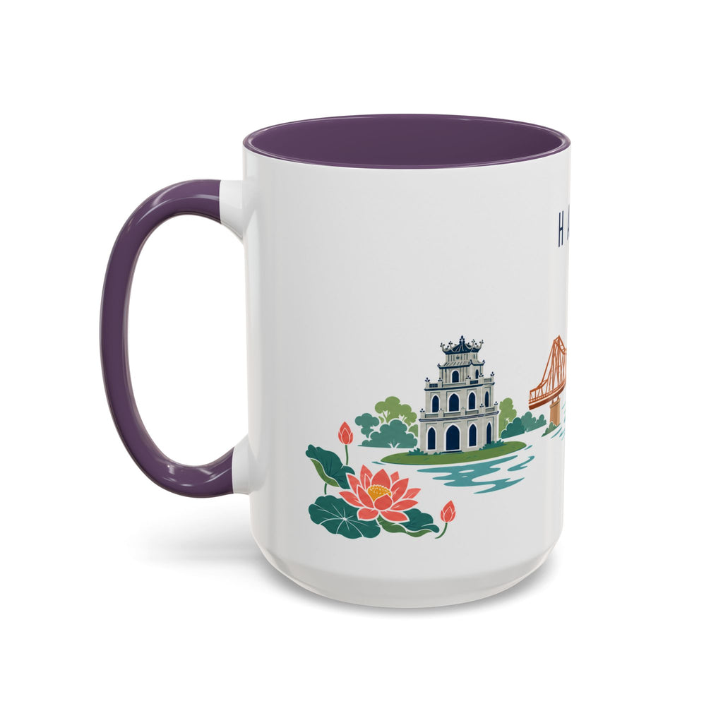 Hanoi Coffee Mug | Vietnam Travel Souvenir | Porcelain Decal City Gift | 11oz 15oz Accent Mug