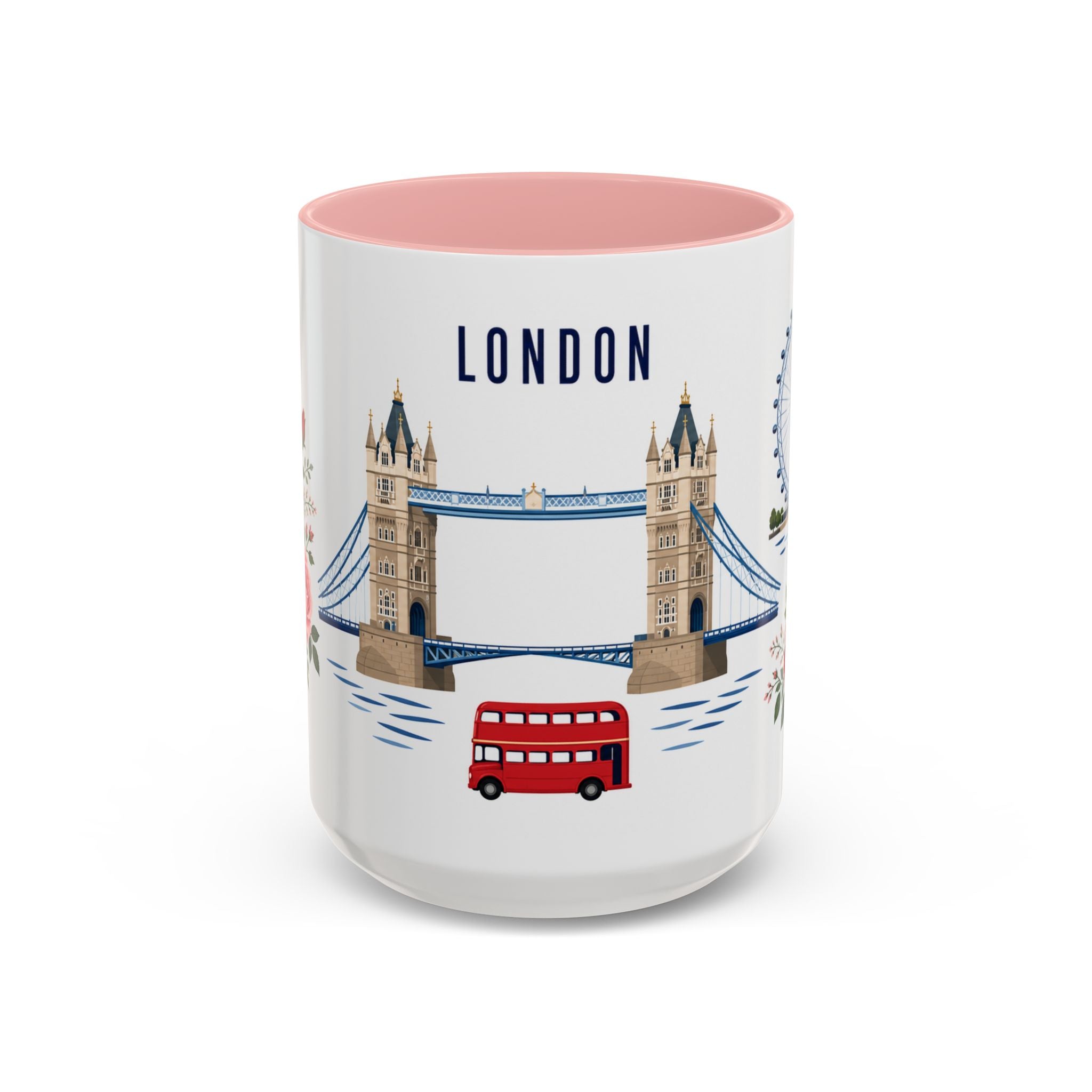 London Coffee Mug | United Kingdom Travel Souvenir | Porcelain Decal City Gift | 11oz 15oz Accent Mug