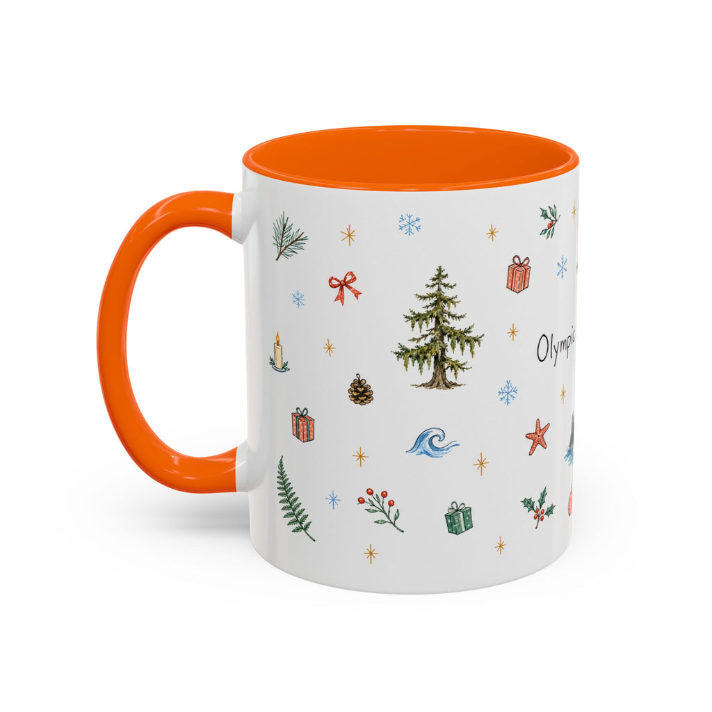 Olympic National Park Christmas Mug | Watercolor Travel Souvenir | Holiday Gift | Accent Ceramic Coffee Cup 11oz 15oz