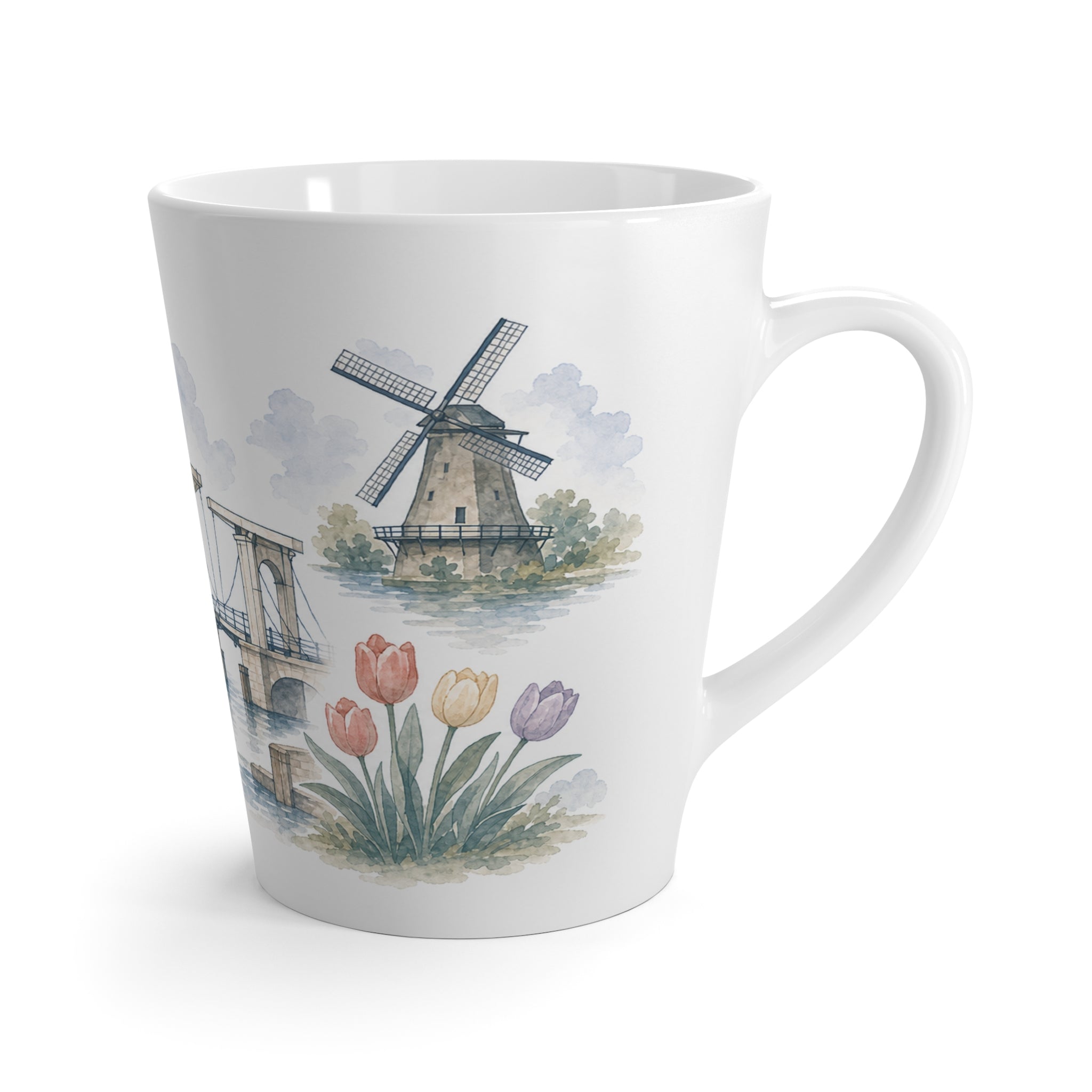 Amsterdam Latte Mug | Watercolor City Travel Mug | 12 oz Ceramic Souvenir Gift