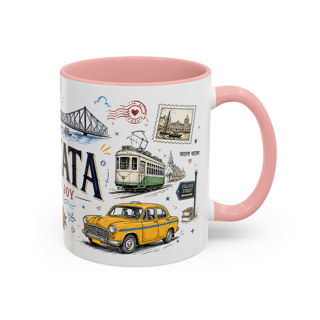 Kolkata Coffee Mug | India Souvenir Travel Gift | Accent Color Ceramic 11oz 15oz