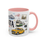 Kolkata Coffee Mug | India Souvenir Travel Gift | Accent Color Ceramic 11oz 15oz