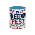 Freedom Fest Coffee Mug | Grill Chill Fireworks 4th of July | Accent Color Ceramic 11oz 15oz