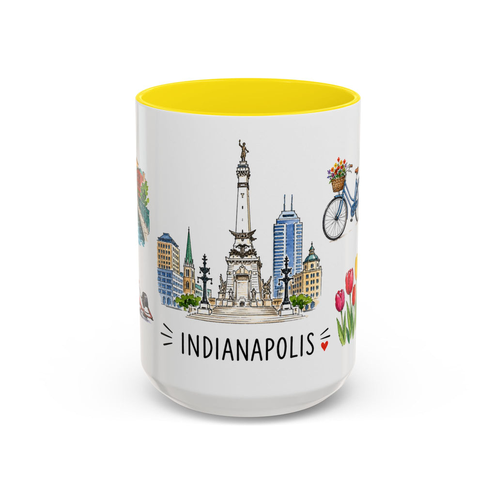 Indianapolis Illustrated Travel Mug | City Souvenir Accent Coffee Mug | 11oz 15oz Ceramic Cup