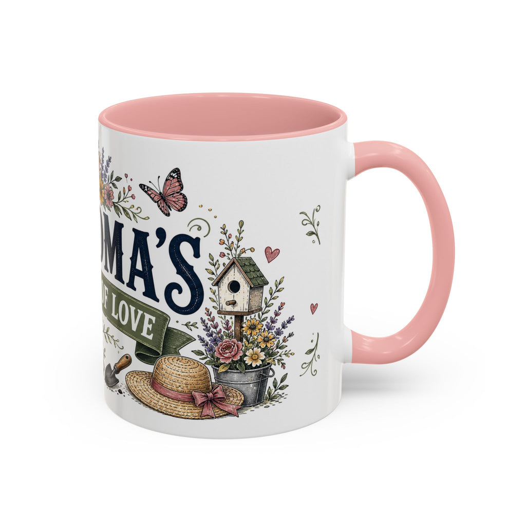 Grandma's Garden Of Love Coffee Mug | Gift From Grandkids | Accent Color Ceramic 11oz 15oz
