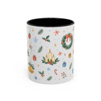 Christmas Candle Mug | Holly Wreath Watercolor Holiday Gift | Accent Cup 11oz 15oz