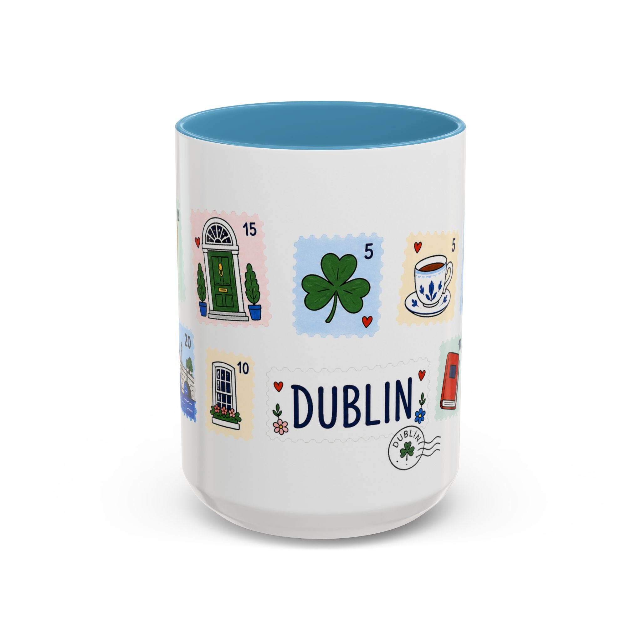 Dublin Coffee Mug | Postage Stamp Collage Mug | Travel Souvenir Accent Cup 11oz 15oz