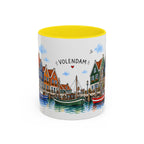 Volendam Illustrated Travel Mug | Netherlands Souvenir Accent Coffee Mug | 11oz 15oz Ceramic Cup