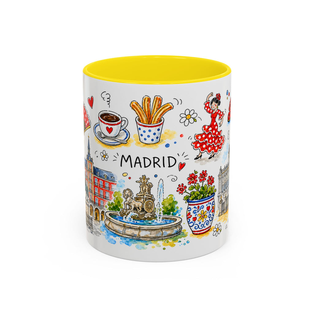 Madrid Travel Mug | European City Souvenir Accent Coffee Mug | 11oz 15oz Ceramic Cup