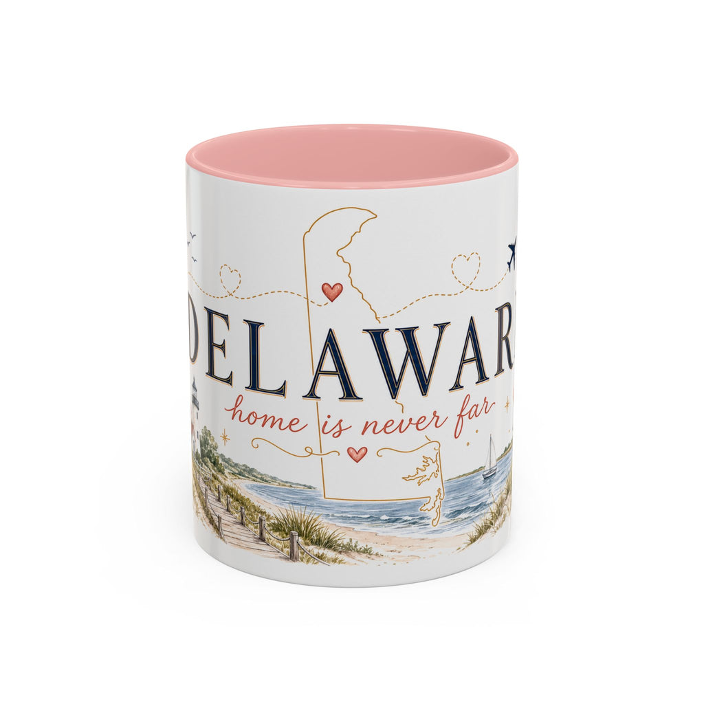 Delaware State Map Mug | Botanical Beach Accent Coffee Cup (11oz/15oz)