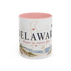 Delaware State Map Mug | Botanical Beach Accent Coffee Cup (11oz/15oz)