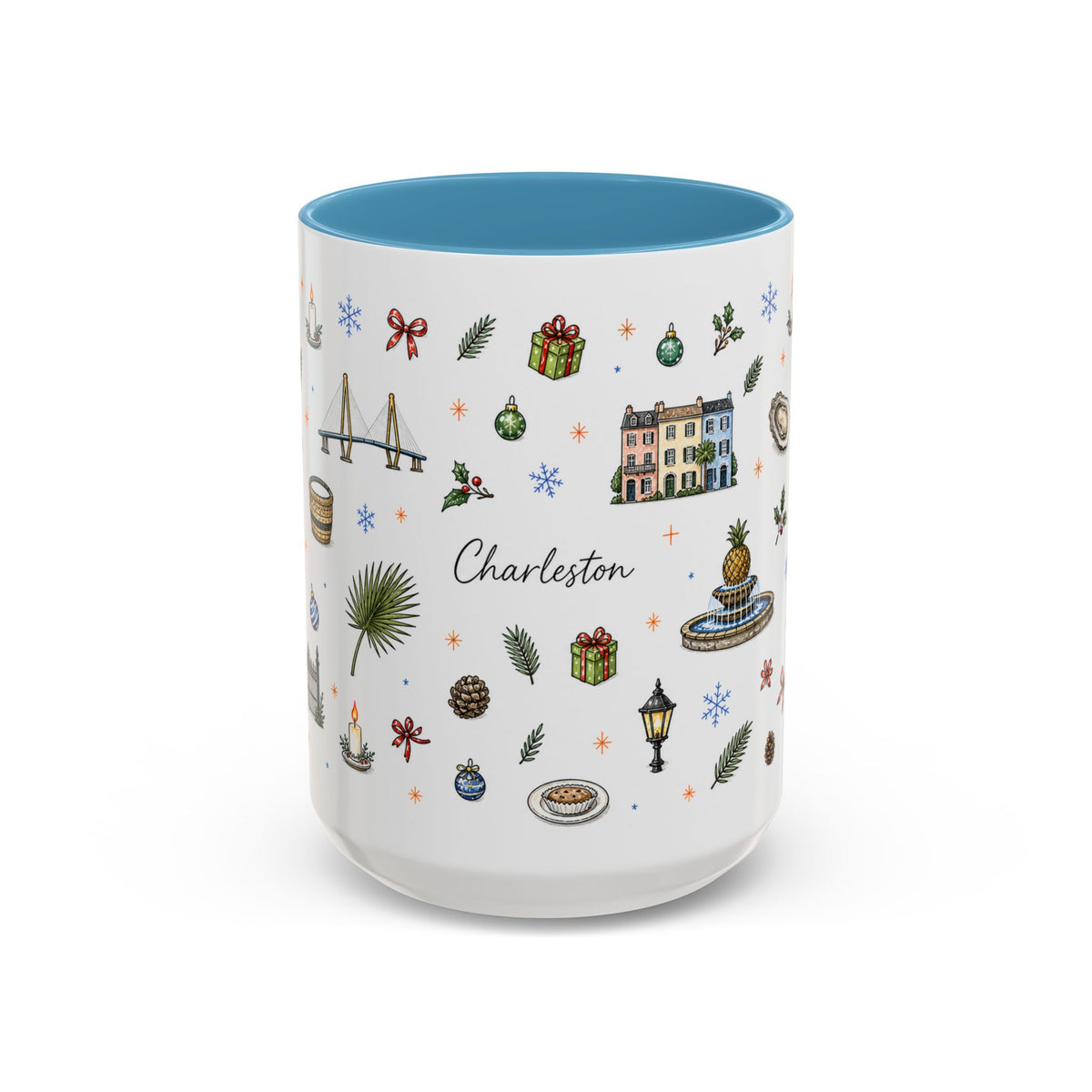 Charleston Christmas Mug | Watercolor City Souvenir, Holiday Travel Gift (11oz/15oz)