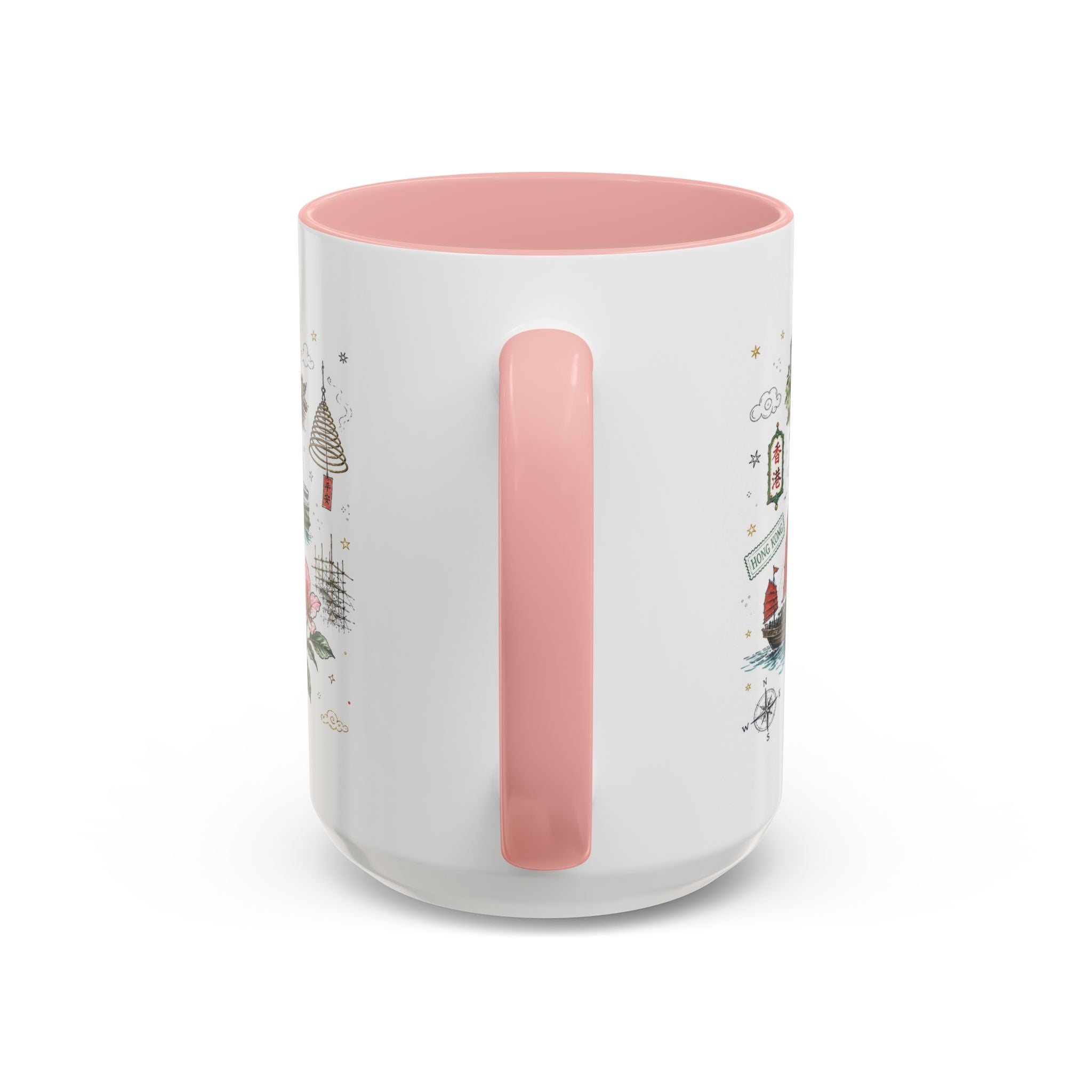 Hong Kong Coffee Mug | Asia Souvenir Travel Gift | Accent Color Ceramic 11oz 15oz