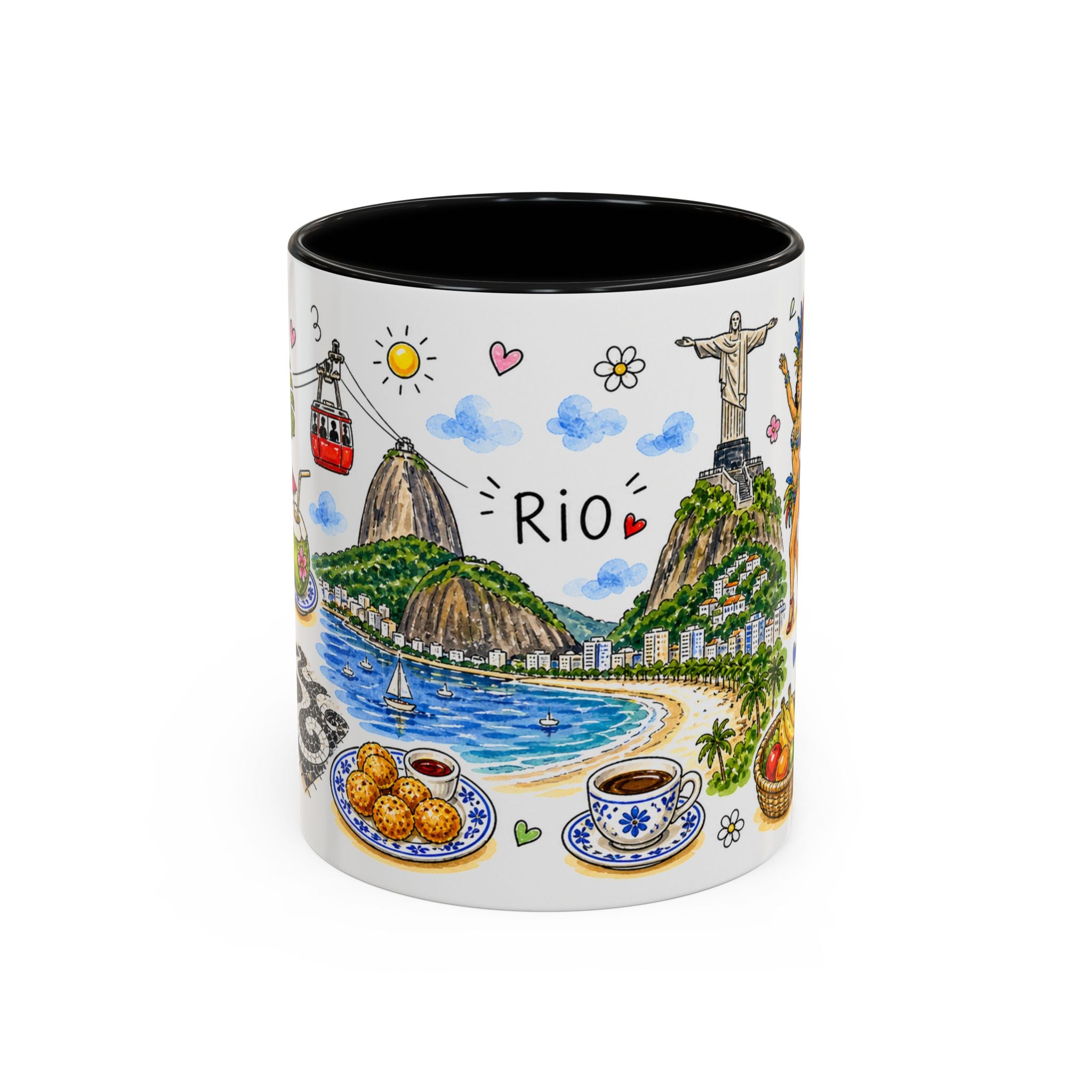 Rio de Janeiro Illustrated Travel Mug | City Souvenir Accent Coffee Mug | 11oz 15oz Ceramic Cup
