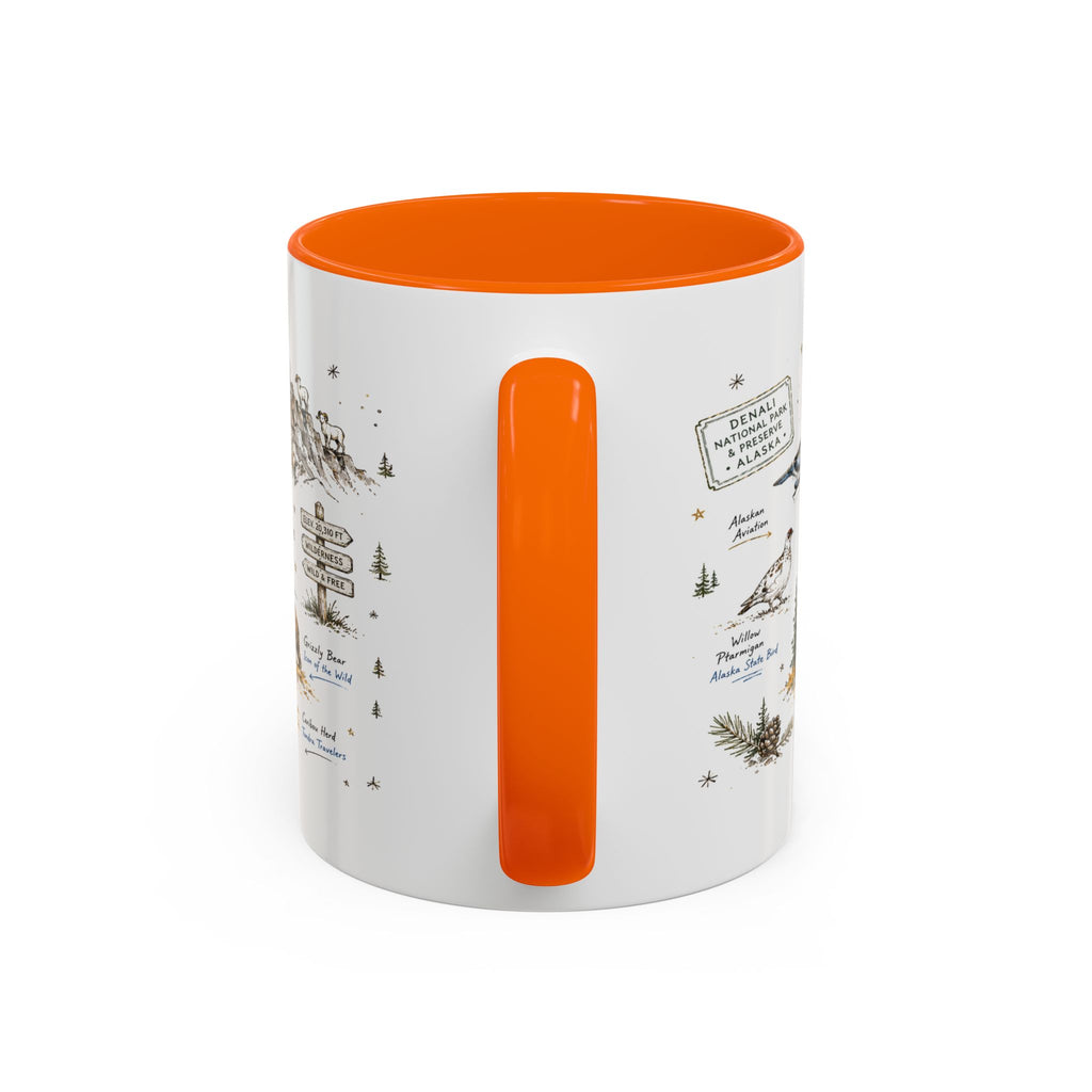 Denali National Park Coffee Mug | Alaska National Park Hiking Gift | Accent Color Ceramic 11oz 15oz