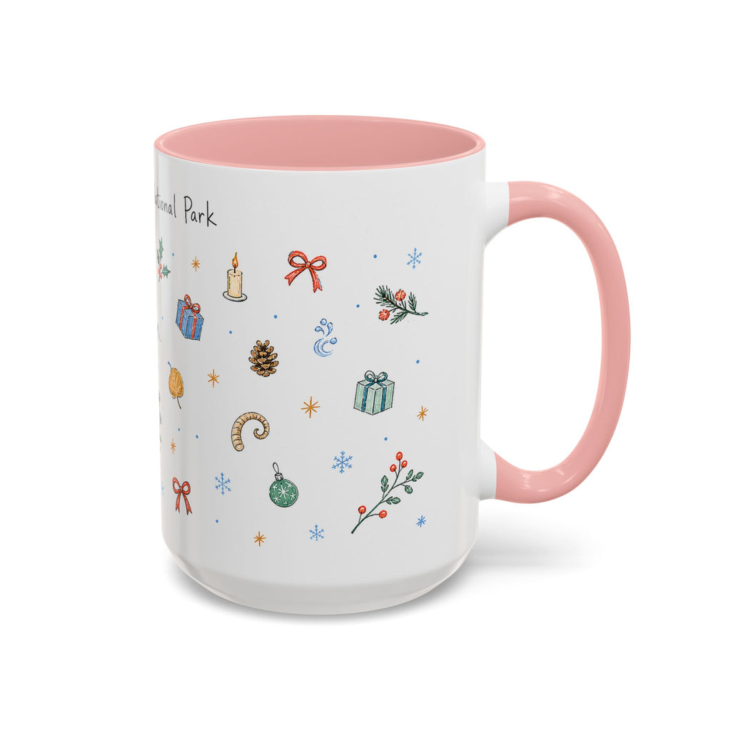 Rocky Mountain National Park Christmas Mug | Watercolor Travel Souvenir | Holiday Gift | Accent Ceramic Coffee Cup 11oz 15oz
