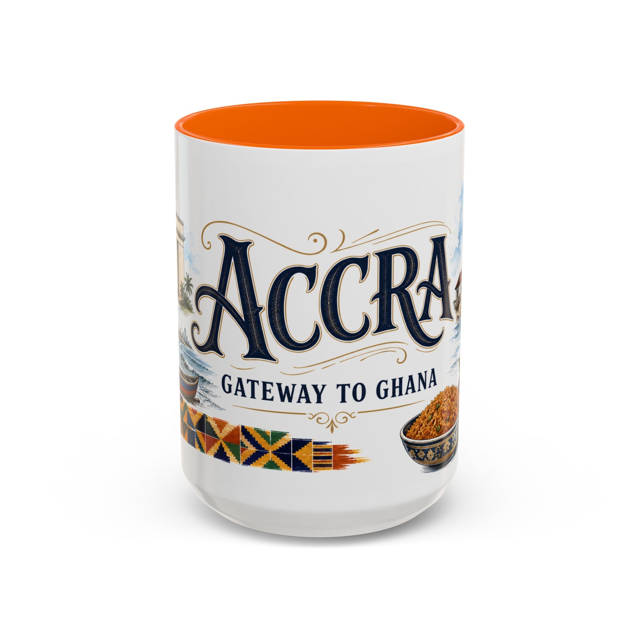 Accra Coffee Mug | Ghana Travel Souvenir | Vintage Illustrated City Gift | 11 oz 15 oz Accent Mug