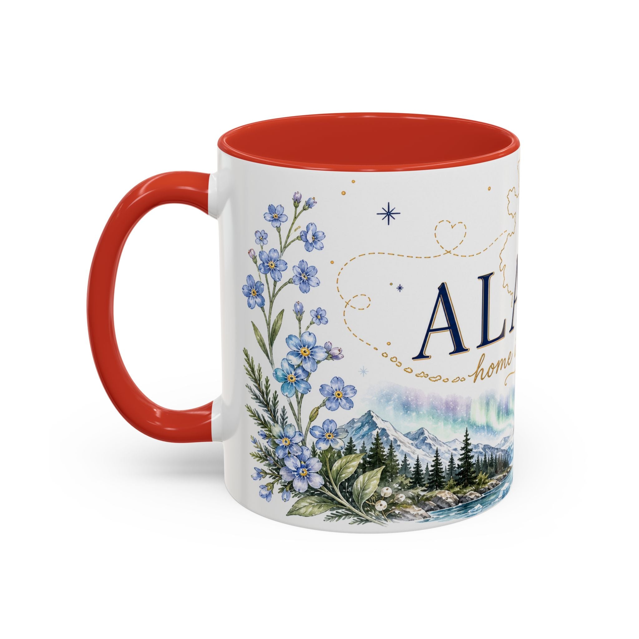 Alaska State Map Mug | Northern Lights, Mountains, Glaciers | Moving Away Gift