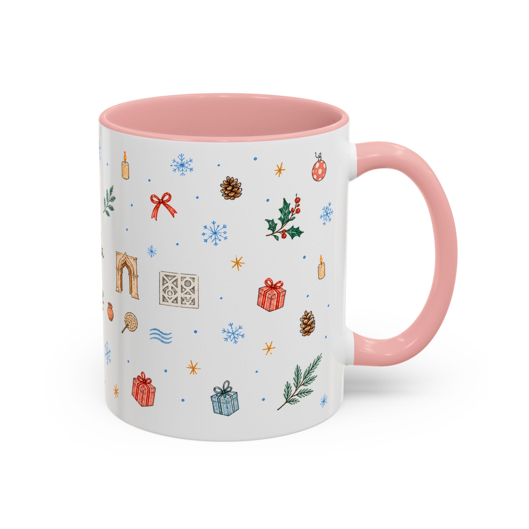 Dhaka Christmas Mug | Watercolor Travel Souvenir | Holiday Gift | Accent Ceramic Coffee Cup 11oz 15oz