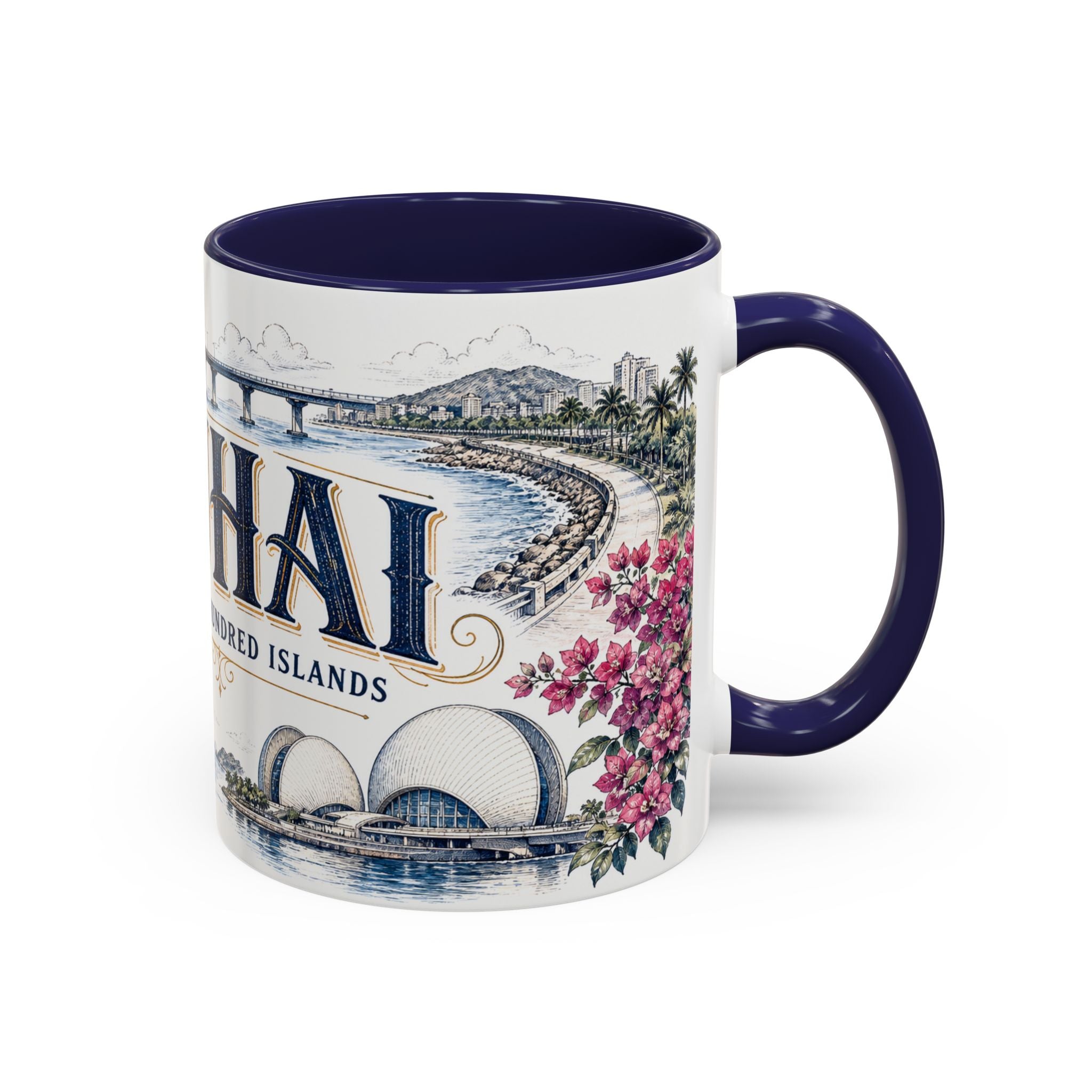 Zhuhai Coffee Mug | China Travel Souvenir | Vintage Illustrated City Gift | 11 oz 15 oz Accent Mug