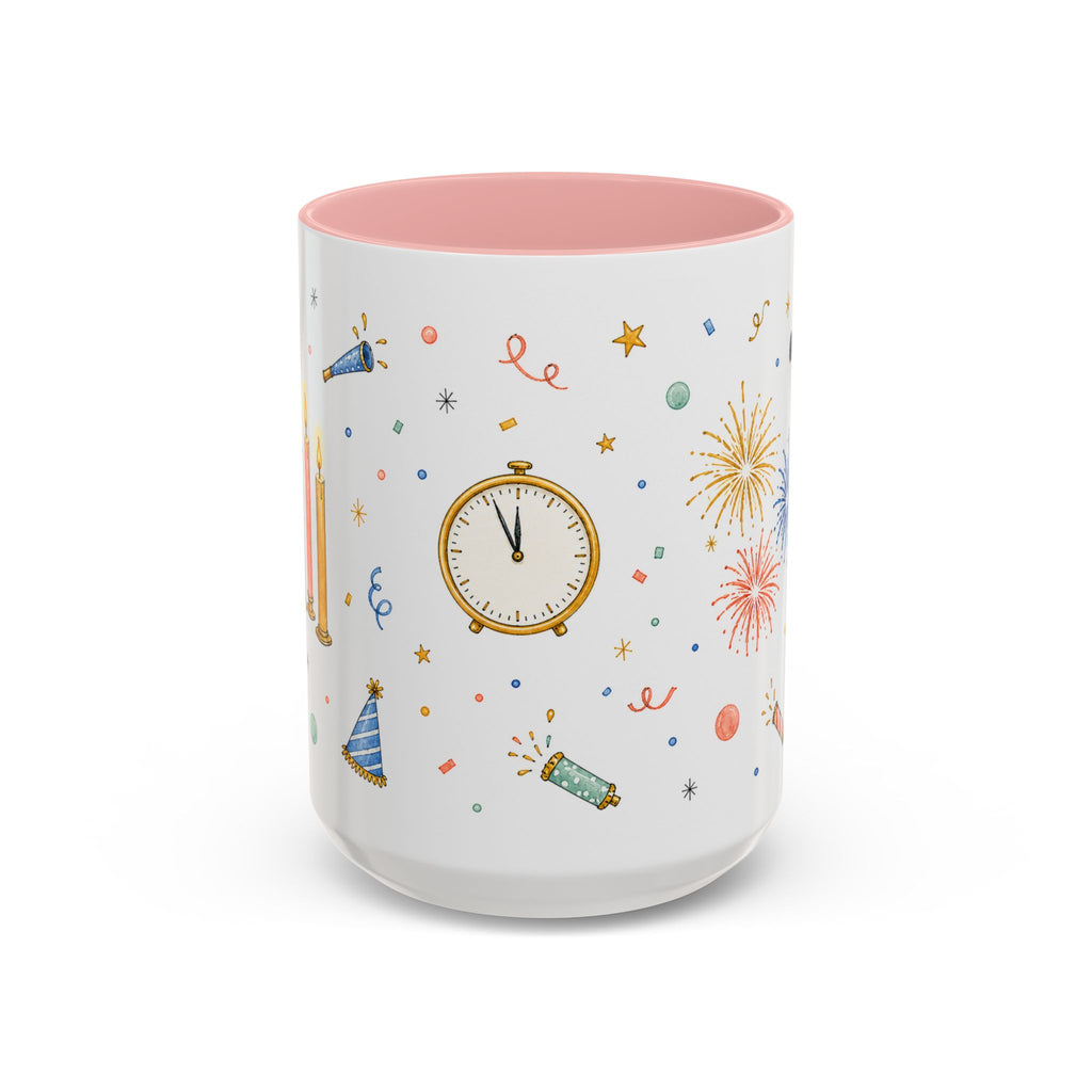 New Year Midnight Mug | Candle Firework Watercolor Party Gift | Accent Cup 11oz 15oz