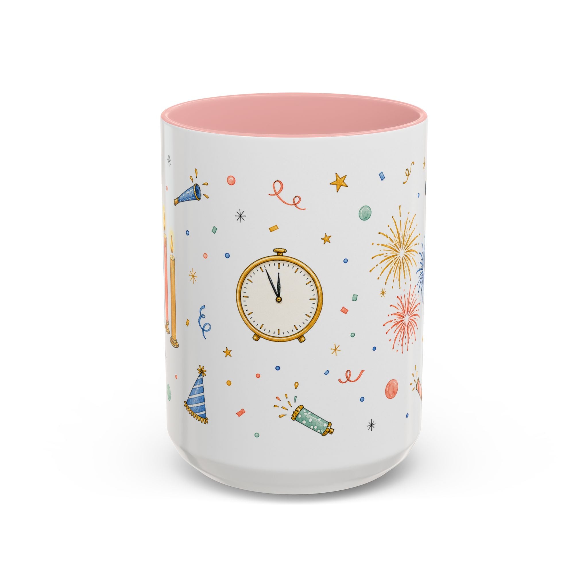 New Year Midnight Mug | Candle Firework Watercolor Party Gift | Accent Cup 11oz 15oz