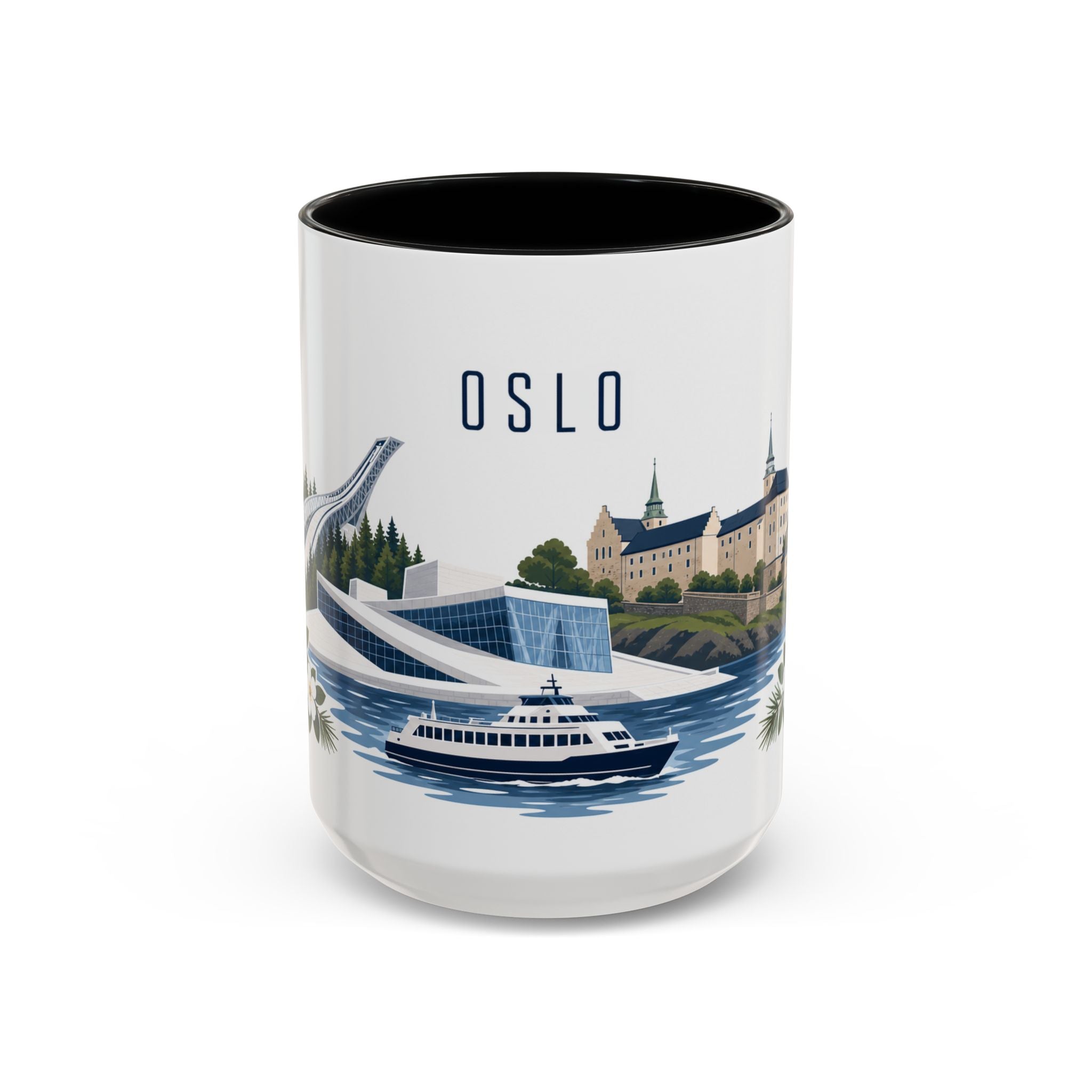 Oslo Coffee Mug | Norway Travel Souvenir | Porcelain Decal City Gift | 11oz 15oz Accent Mug