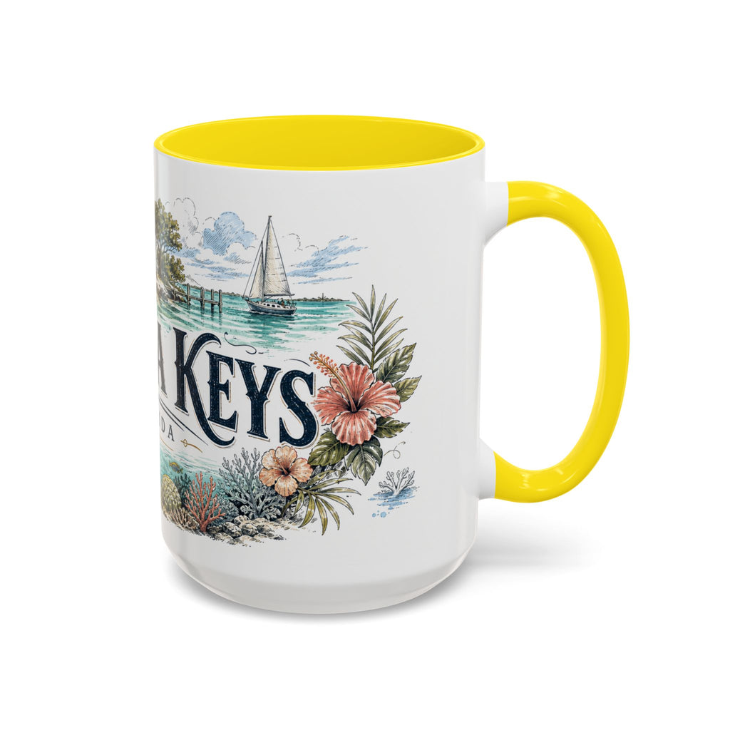 Florida Keys Mug, Florida Travel Souvenir, Bucket List Gift, Accent Ceramic Coffee Mug 11oz 15oz