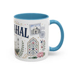 Taj Mahal Coffee Mug | Travel Destination Souvenir Gift | Accent Color Ceramic 11oz 15oz
