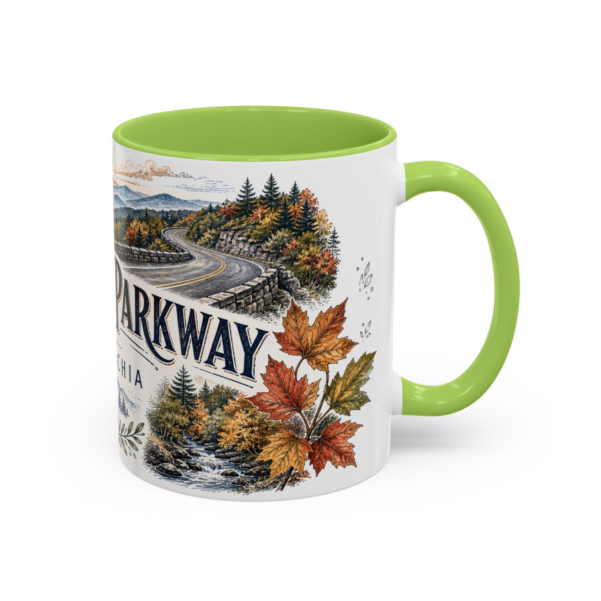 Blue Ridge Parkway Mug, Appalachia Travel Souvenir, Bucket List Gift, Accent Ceramic Coffee Mug 11oz 15oz