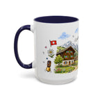 Lauterbrunnen Illustrated Travel Mug | Switzerland Souvenir Accent Coffee Mug | 11oz 15oz Ceramic Cup
