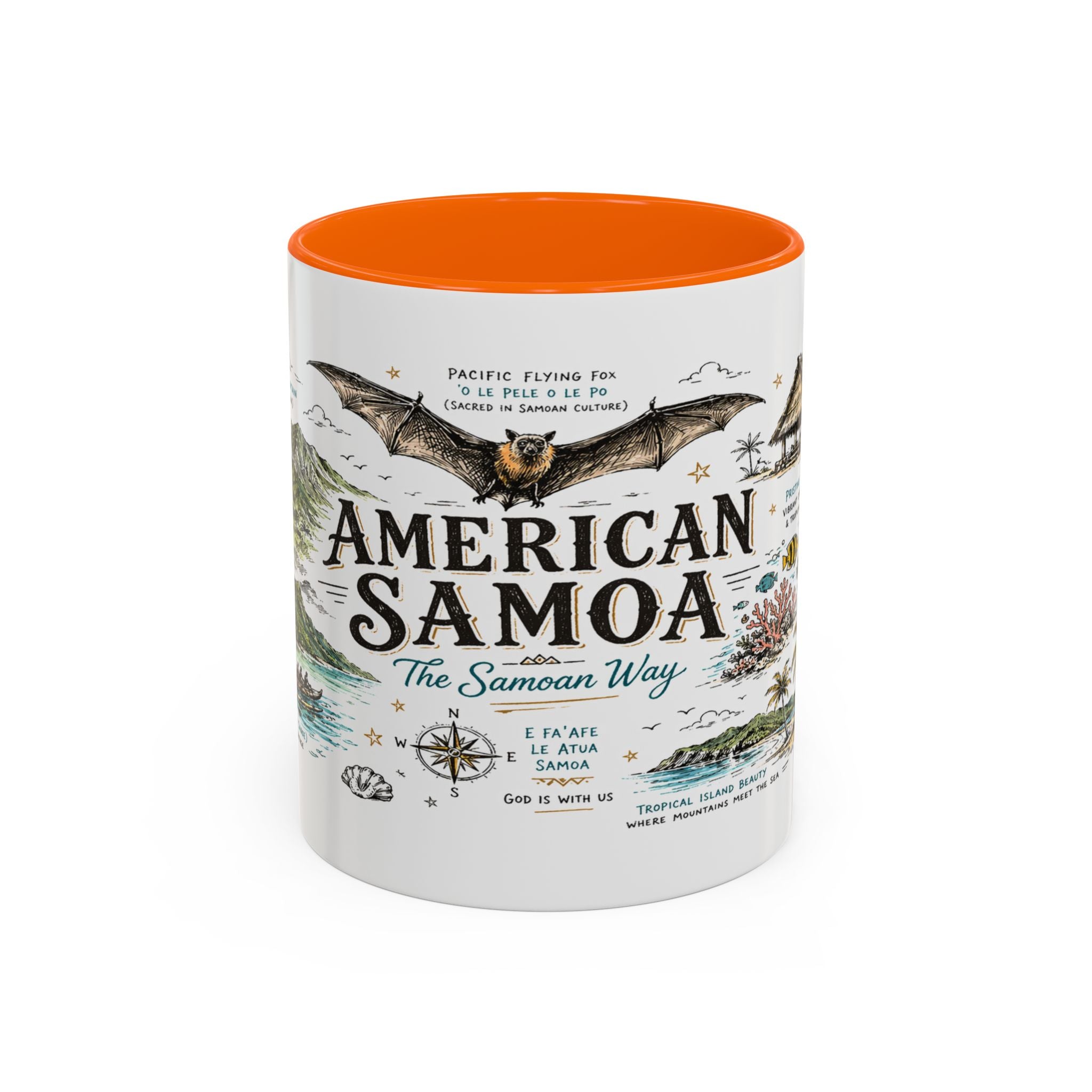 American Samoa National Park Coffee Mug | Pacific Island Rainforest Reef Gift | Accent Color Ceramic 11oz 15oz