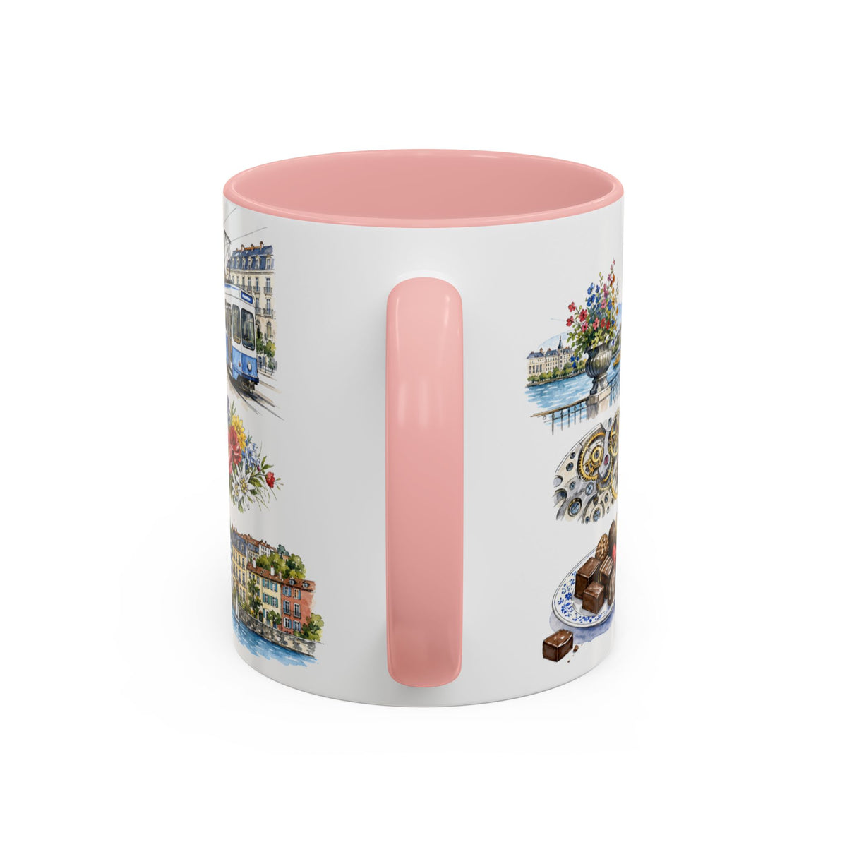Geneva Illustrated Travel Mug | City Souvenir Accent Coffee Mug | 11oz 15oz Ceramic Cup
