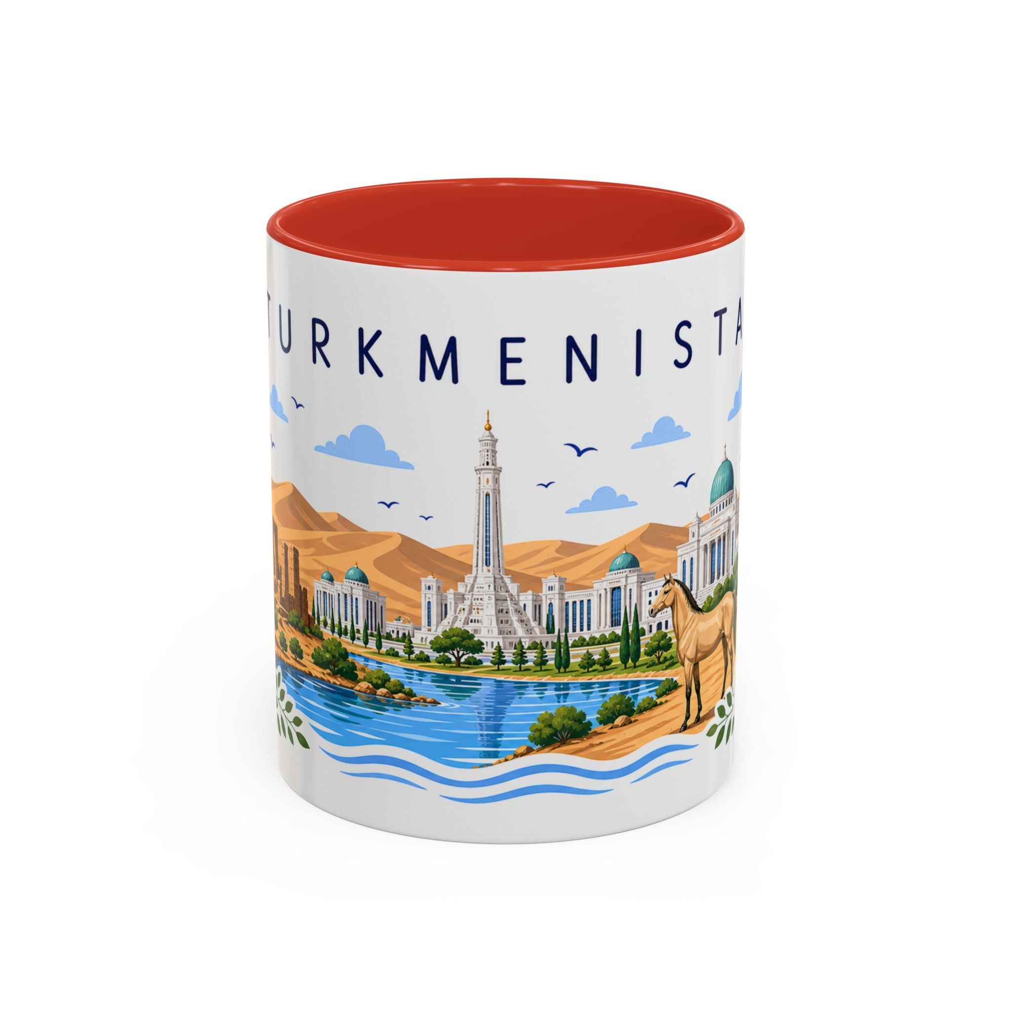 Turkmenistan Coffee Mug | Travel Souvenir Accent Mug | Place Gift Ceramic Cup 11oz 15oz