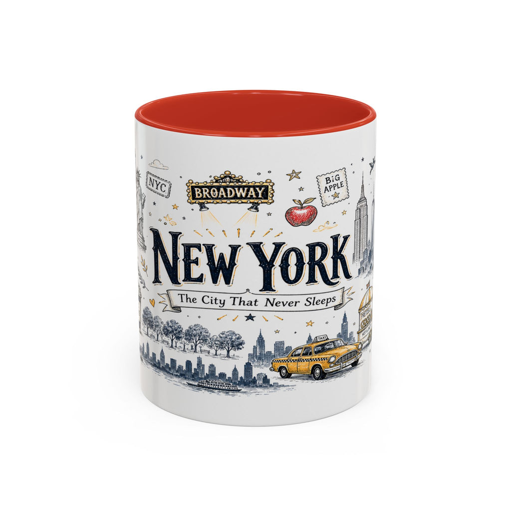New York City Coffee Mug | New York Souvenir Travel Gift | Accent Color Ceramic 11oz 15oz