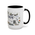 Amsterdam Coffee Mug | Netherlands Souvenir Travel Gift | Accent Color Ceramic 11oz 15oz