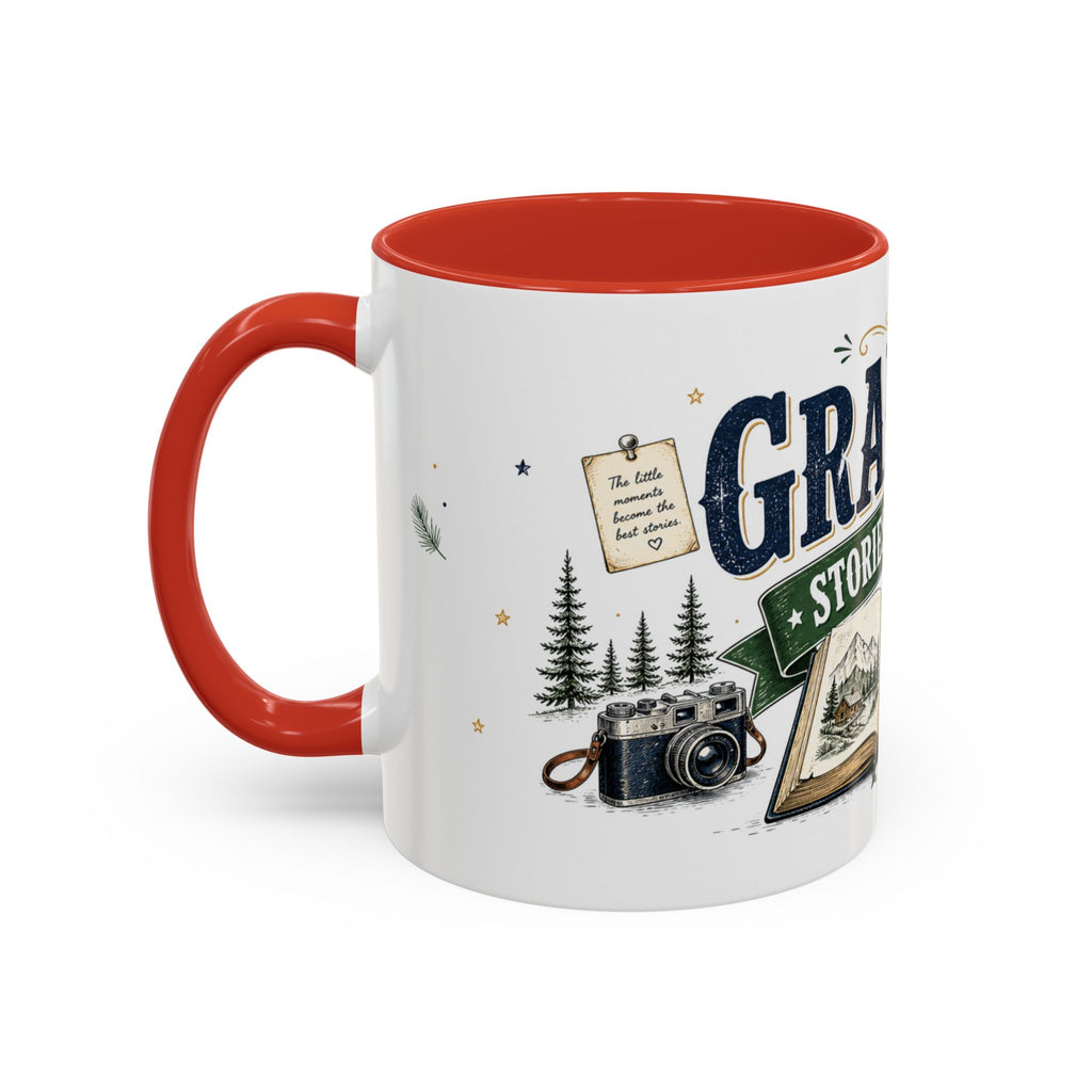 Grandpa's Stories Are The Best Coffee Mug | Gift From Grandkids | Accent Color Ceramic 11oz 15oz