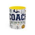 Coach Best Dad On The Field Coffee Mug | Father's Day Gift for Dad | Accent Color Ceramic 11oz 15oz