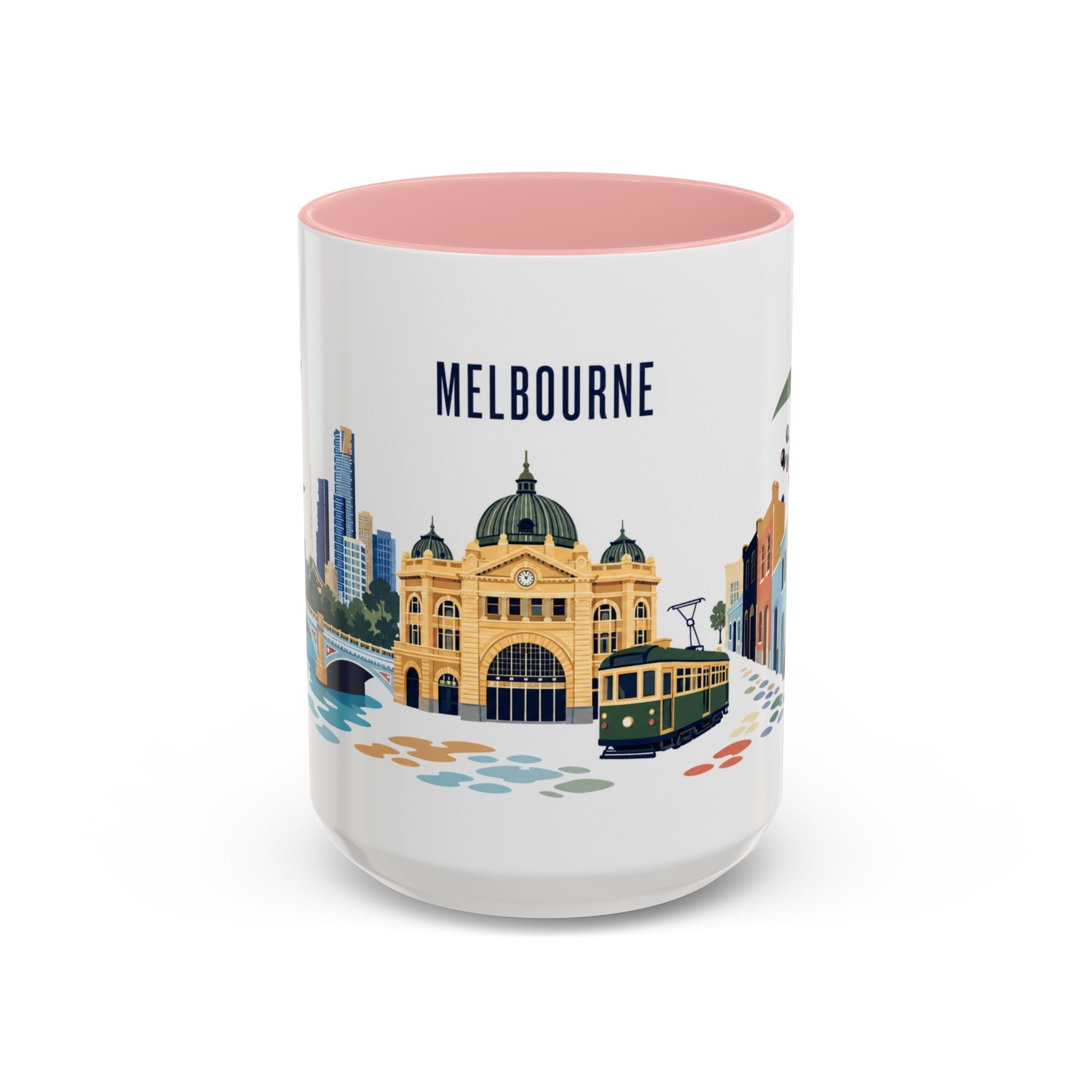 Melbourne Coffee Mug | Australia Travel Souvenir | Porcelain Decal City Gift | 11oz 15oz Accent Mug